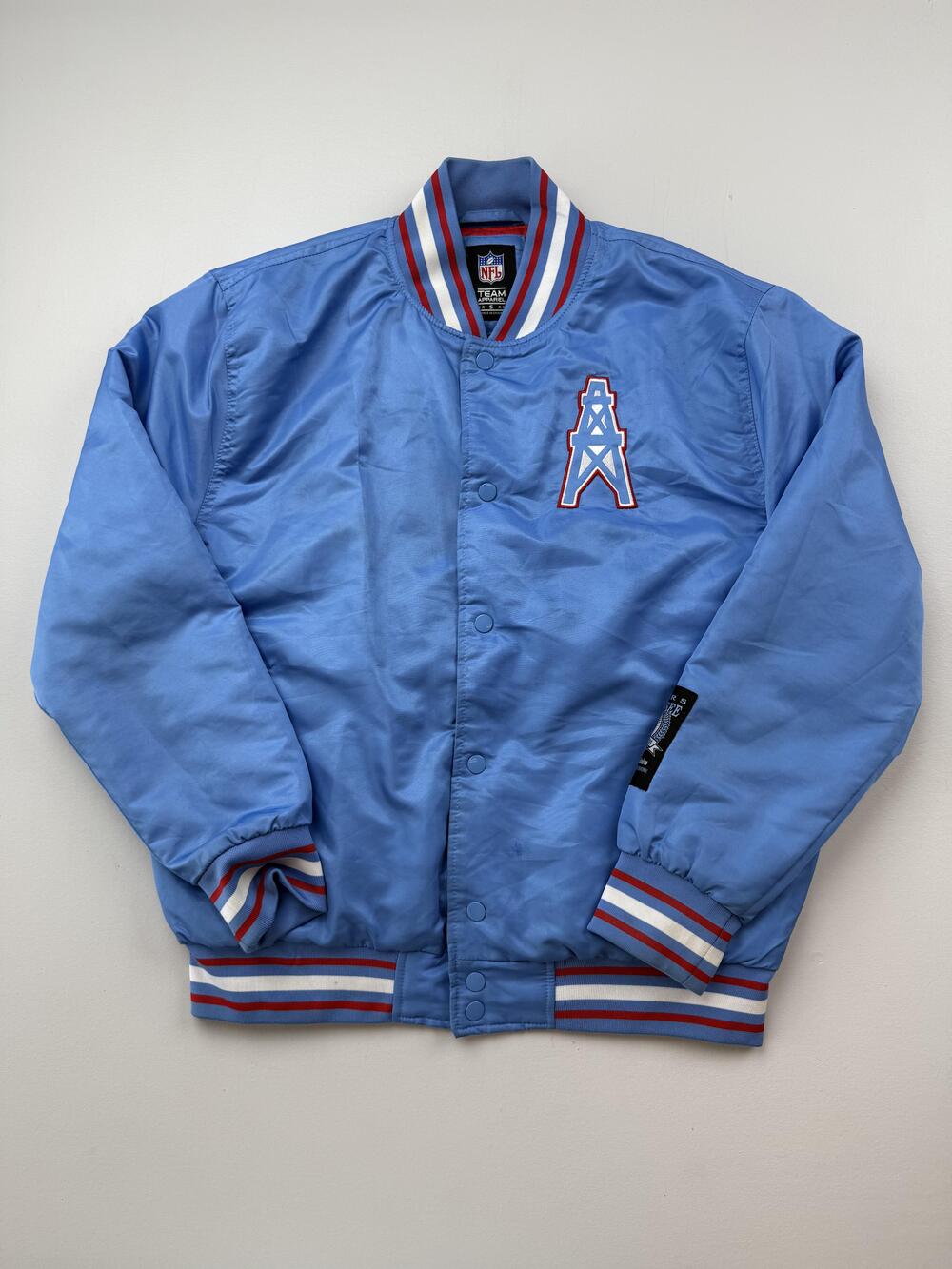 Tennessee Oilers Jacket Mens Small Blue NFL Football NFL Team Apparel Bomber